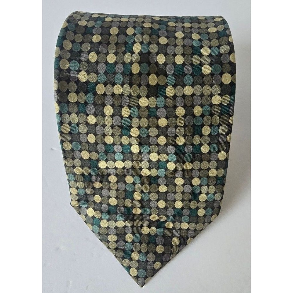 Vintage Unlisted Kenneth Cole Geometric Polka Dot Abstract Mosaic Mens Necktie